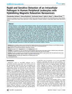 Rapid and Sensitive Detection of an Intracellular Pathogen in Human Peripheral Leukocytes with Hybridizing Magnetic Relaxation Nanosensors Charalambos Kaittanis1, Hamza Boukhriss1, Santimukul Santra1, Saleh A. Naser2, J.