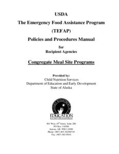 USDA The Emergency Food Assistance Program (TEFAP) Policies and Procedures Manual for Recipient Agencies