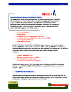 Lakes Survey Year 1  APPENDIX 4 Quality Assurance/Quality Control (QA/QC)  A