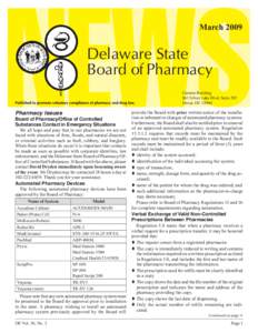 March[removed]Delaware State Board of Pharmacy Cannon Building 861 Silver Lake Blvd, Suite 203