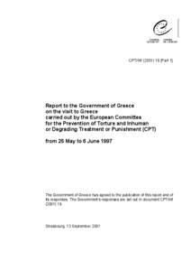 CPT/Inf[removed]Part 1]  Report to the Government of Greece on the visit to Greece carried out by the European Committee for the Prevention of Torture and Inhuman