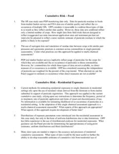 Cumulative Risk - Food; Cumulative Risk - Residential Exposure