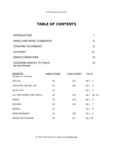 LSF Elementary Dance Kit  TABLE OF CONTENTS INTRODUCTION  7