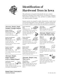 Identification of Hardwood Trees in Iowa This publication is designed to help identify the most common hardwood or deciduous trees found in Iowa. It is based on vegetative characteristics including leaves, fruit, and bar