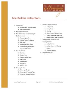 Site Builder Instructions 1. Introduction 6. Individual Page Components  A. A Note about Website Design