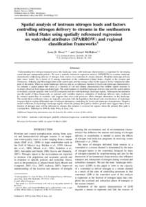 Spatial analysis of instream nitrogen loads and factors controlling nitrogen delivery to streams in the southeastern United States using spatially referenced regression on watershed attributes (SPARROW) and regional clas