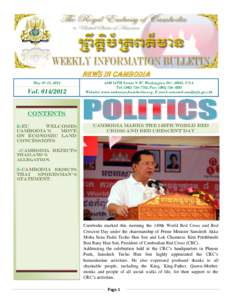 News in Cambodia May 07-11, 2012 Vol[removed]16TH Street N.W, Washington DC, 20011, USA