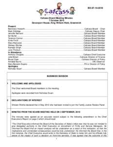 BD[removed]Cafcass Board Meeting Minutes 7 October 2010 Devonport House, King William Walk, Greenwich Present