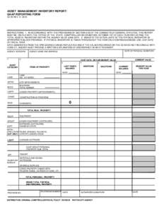 ASSET MANAGEMENT/ INVENTORY REPORT/ GAAP REPORTING FORM C0-59 REV[removed]INSTRUCTIONS: 1. IN ACCORDANCE WITH THE PROVISIONS OF SECTION 4-36 OF THE CONNECTICUT GENERAL STATUTES, THIS REPORT MUST BE ON FILE WITH THE OFF