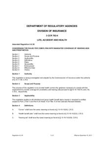 Department of Regulatory Agencies Amended Rules_Mandated Coverage of Hearing Aids and Prosthetics