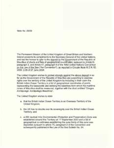 Note No: [removed]The Permanent Mission of the United Kingdom of Great Britain and Northern Ireland presents its compliments to the Secretary-General of the United Nations, and has the honour to refer to the deposit by the