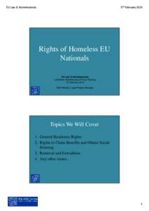 5th February[removed]EU Law & Homelessness Rights of Homeless EU Nationals