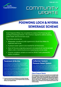 FEBRUARY[removed]COMMUNITY UPDATE POOWONG LOCH & NYORA SEWERAGE SCHEME