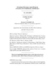 U NITED S TATES AIR F ORCE C OURT OF C RIMINAL APPEALS ________________________ No. ACM________________________ UNITED STATES