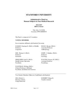 STANFORD UNIVERSITY Administrative Panel on Human Subjects in Non-Medical ResearchIRB #2: Roster Palo Alto, CA 94306