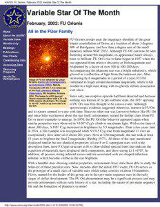AAVSO: FU Orionis, February 2002 Variable Star Of The Month  Variable Star Of The Month