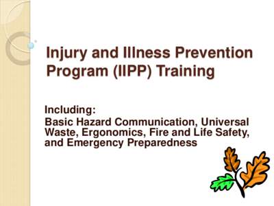 Injury and Illness Prevention Program Training ; Rev