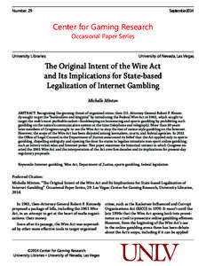 Poker / 87th United States Congress / Federal Wire Act / Online gambling / Unlawful Internet Gambling Enforcement Act / Sports betting / Gambling legislation / I. Nelson Rose / Bookmaker / Gambling / Entertainment / Gaming