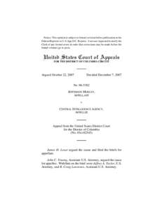 Morley v. CIA:  Appeals Court Reverses Grant of Summary Judgment to CIA