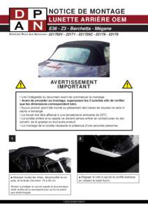NOTICE DE MONTAGE LUNETTE ARRIÈRE OEM E36 - Z3 - Barchetta - Mégane Distribution Pièces Auto Narbonnaise  221750V[removed]221720C[removed]