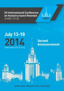 2  Introduction Dear NANO 2014 participants, XII International Conference on Nanostructured Materials (NANO