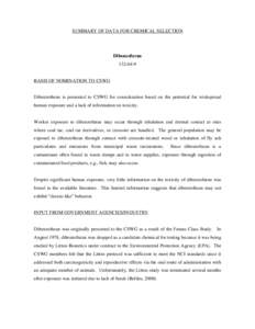 SUMMARY OF DATA FOR CHEMICAL SELECTION  Dibenzofuran[removed]BASIS OF NOMINATION TO CSWG