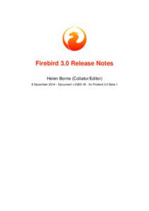 Firebird 3.0 Beta 1 Release Notes