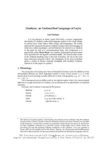 Utudnon, an Undescribed Language of Leyte Carl Utudnon