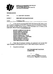 BUREAU OF JAIL MANAGEMENT AND PENOLOGY MULTI-PURPOSE COOPERATIVE 144 BJMP Building, Mindanao Avenue, Quezon City Telephone Nos[removed]  MEMORANDUM