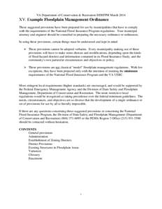 VA Department of Conservation & Recreation DDSFPM March[removed]XV. Example Floodplain Management Ordinance These suggested provisions have been prepared for use by municipalities that have to comply with the requirements 