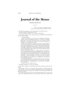 1394  JOURNAL OF THE HOUSE Journal of the House TWENTY-SIXTH DAY