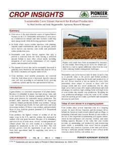 Sustainable Corn Stover Harvest for Biofuel Production