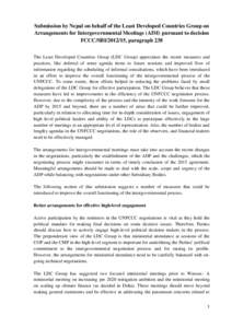 Submission by Nepal on behalf of the Least Developed Countries Group on Arrangements for Intergovernmental Meetings (AIM) pursuant to decision FCCC/SBI[removed], paragraph 238 The Least Developed Countries Group (LDC Grou