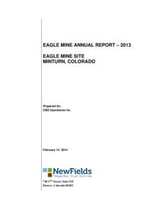 EAGLE MINE ANNUAL REPORT – 2013 EAGLE MINE SITE MINTURN, COLORADO Prepared for: CBS Operations Inc.
