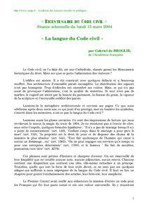 http://www.asmp.fr - Académie des sciences morales et politiques.  « Bicentenaire du Code civil »