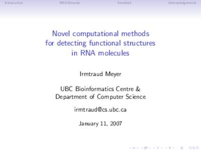 Novel computational methods  for detecting functional structures  in RNA molecules