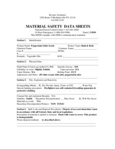 Keyano Aromatics 2392 Route 9 Mechanicville NY[removed]5310 MATERIAL SAFETY DATA SHEETS National Poison Control Center[removed]