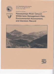 HASSAYAMPA RIVER CANYON WILDERNESS MANAGEMENT PLAN ENVIRONMENTAL ASSESSMENT AND DECISION RECORD