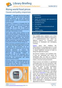 Library Briefing Library of the European Parliament[removed]Rising world food prices