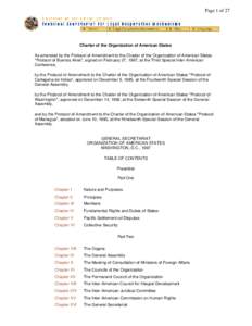 Page 1 of 27  Charter of the Organization of American States As amended by the Protocol of Amendment to the Charter of the Organization of American States 