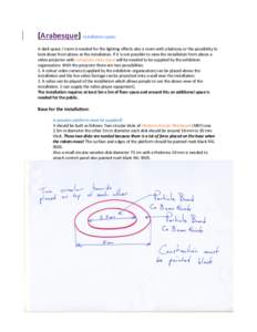 [Arabesque] Installation space: A dark space / room is needed for the lighting effects also a room with a balcony or the possibility to look down from above at the installation. If it is not possible to view the installa