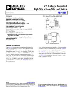 5 V, 3 A Logic Controlled High-Side or Low-Side Load Switch ADP1196 Data Sheet