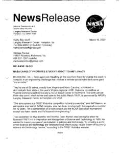 NewsRelease National Aeronautics and Space Administration Langley Research Center Hampton, Va[removed]