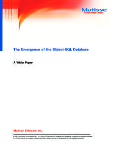 The Emergence of the Object-SQL Database  A White Paper