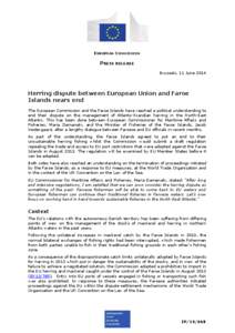 EUROPEAN COMMISSION  PRESS RELEASE Brussels, 11 June[removed]Herring dispute between European Union and Faroe