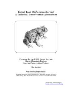 Western United States / Amphibians and reptiles of Wyoming / Boreal Forest Conservation Framework / Bufo / Boreal Toad / Western toad