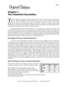 Page 1  Chapter 1 The Industrial Revolution  T