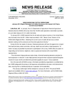 NEWS RELEASE United States Department of Agriculture NATIONAL AGRICULTURAL STATISTICS SERVICE DELTA REGIONAL FIELD OFFICE (Serving Arkansas, Louisiana, and Mississippi[removed]Financial Centre Parkway, Suite 110, Little R