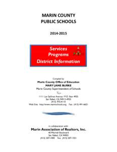 MARIN COUNTY PUBLIC SCHOOLS[removed]Services Programs