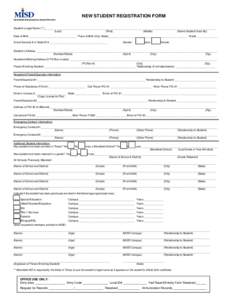 NEW STUDENT REGISTRATION FORM Mansfield Independent School District Student’s Legal Name (**)_____________________________________________________________________________________________________________________ (Last) 